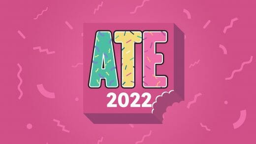 Toon Boom Ate 2022的品牌。文本撒有洒水，看起来很美味。