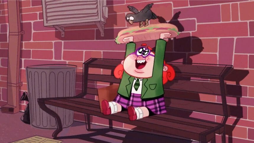 图片来自《小女孩与外星人》，一只鸽子偷了小女孩的三明治。