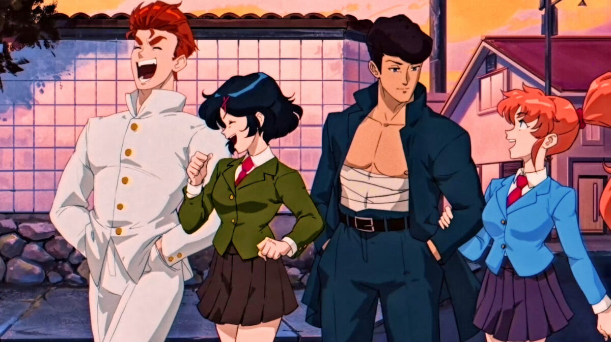 The main characters of River City Girls Zero, laughing as they skip school.