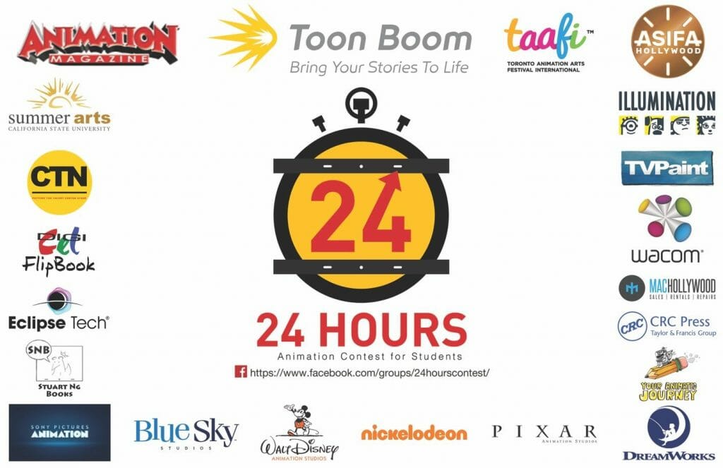 Sponsors for the 24 HOURS Animation Contest for Students.