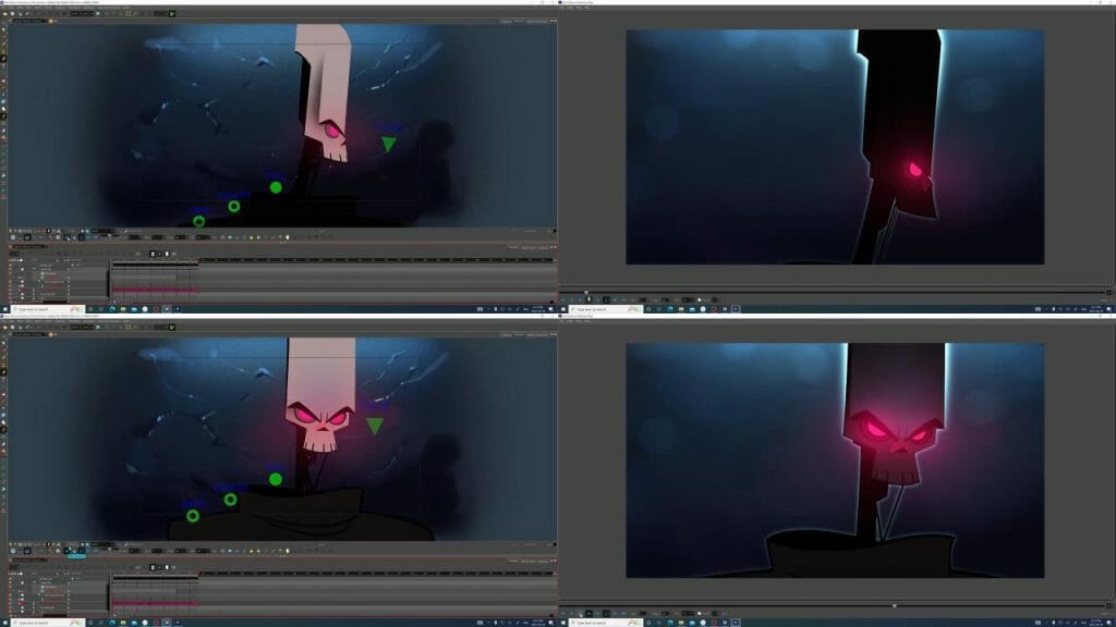 Having rigs, animation, drawing tools and compositing in the same software affords more flexibility with revisions.