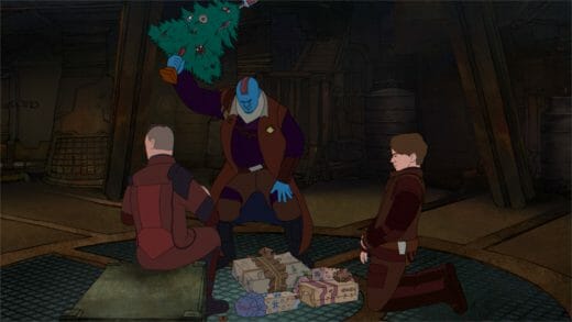 Kraglin Obfonteri, Yondu and Peter Quill 'celebrating' Christmas in the Guardians of the Galaxy Holiday Special. Characters are property of Marvel.