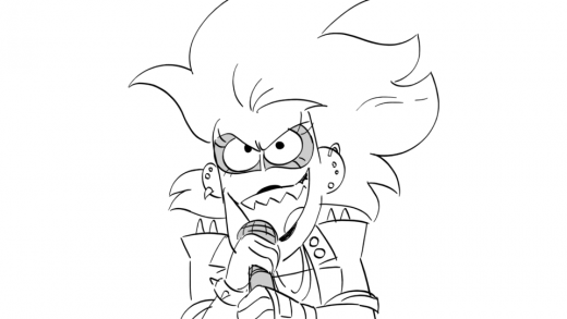 Ariel VH's storyboard drawing of Nancy Green singing Back Off from the episode, 'Okay Karaoke.'