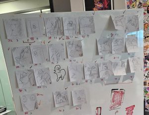 Storyboard thumbnails for an ANI_JAM film.